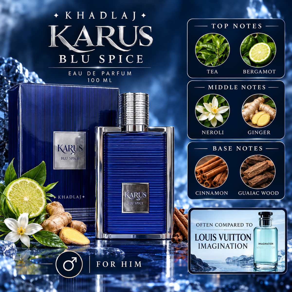 Khadlaj Karus Blu Spice Eau de Parfum 100ml