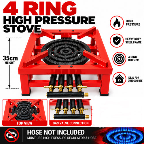 Red 4 ring pressure stove