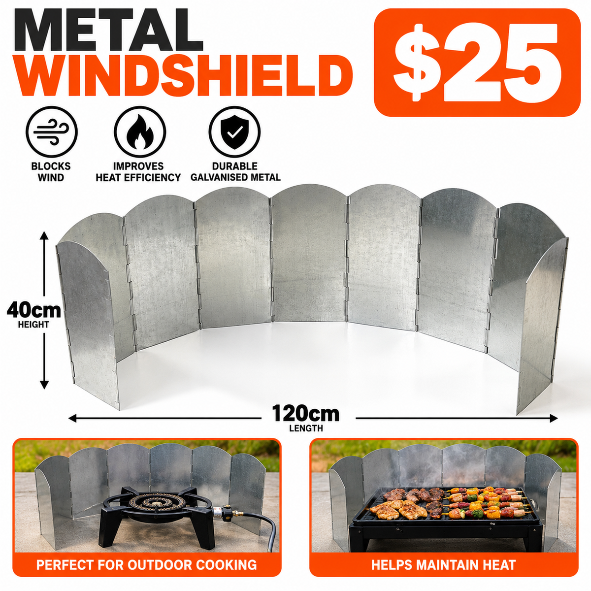 Foldable metal windshield