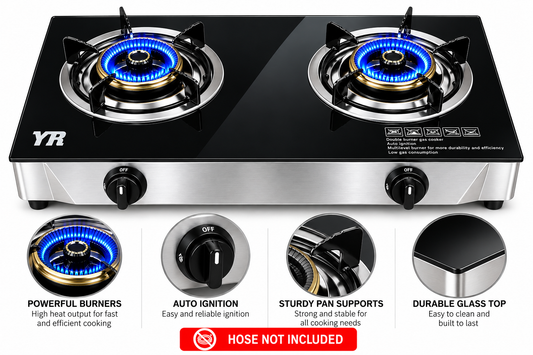 Glass Double burger gas stove