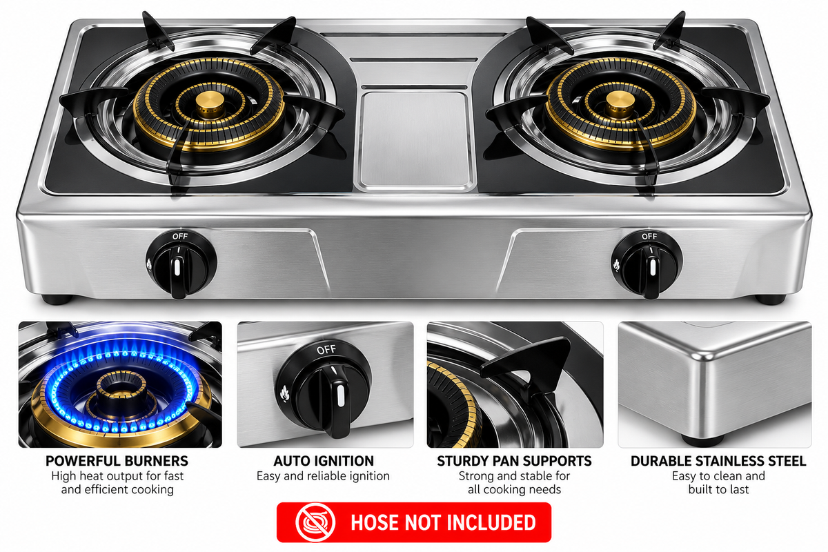 Stainless steel double burger gas stove