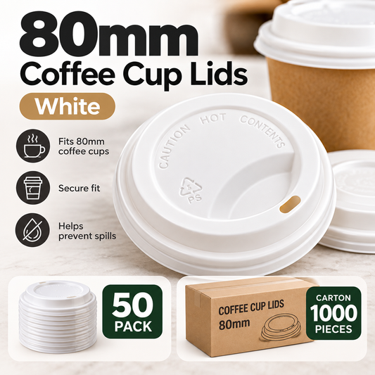 80mm coffee cup lids white