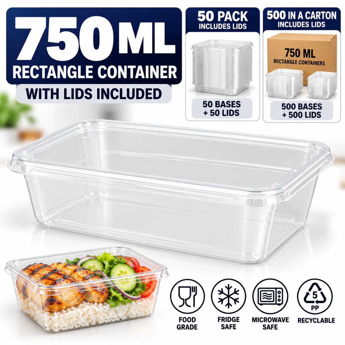 750ml rectangle container
