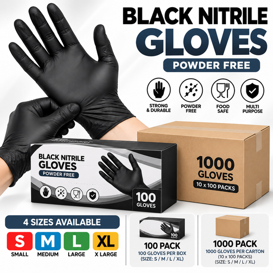 powder free black nitrile gloves